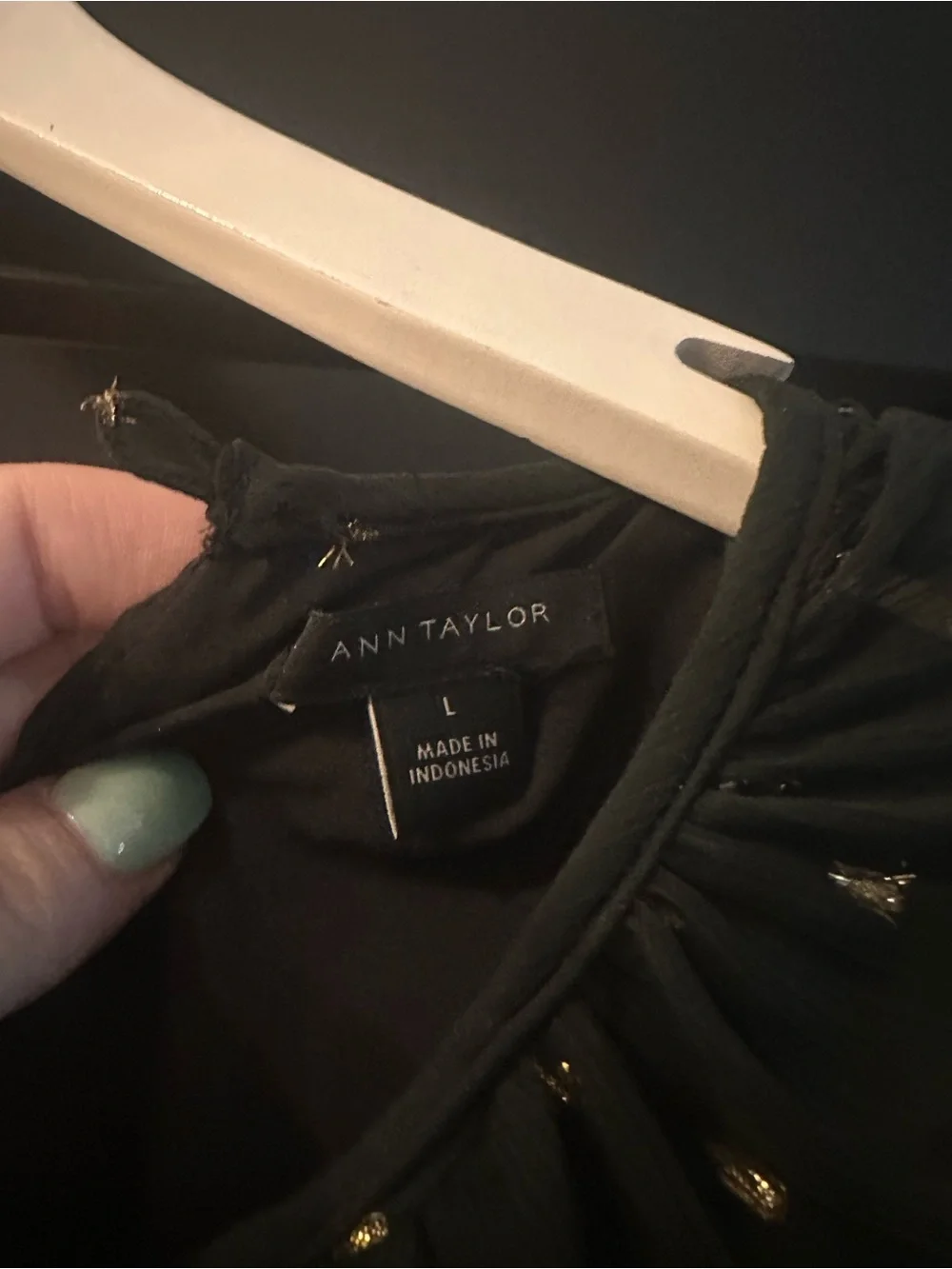 Ann Taylor Black Long-Sleeve Dress with Gold Dot Print - Picture 5 of 6